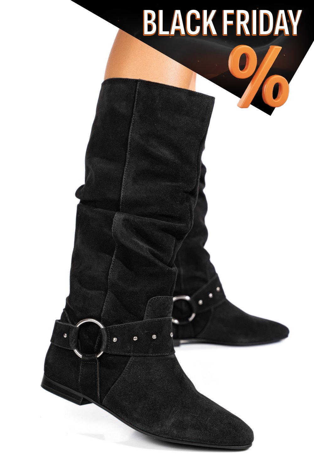 Fekete természetes bőr csizma 9s7h377