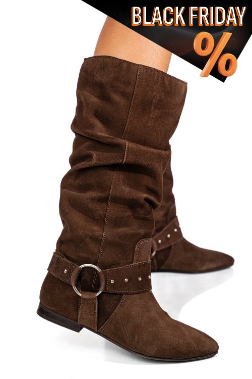 Barna fordított bőr csizma 9s7h377