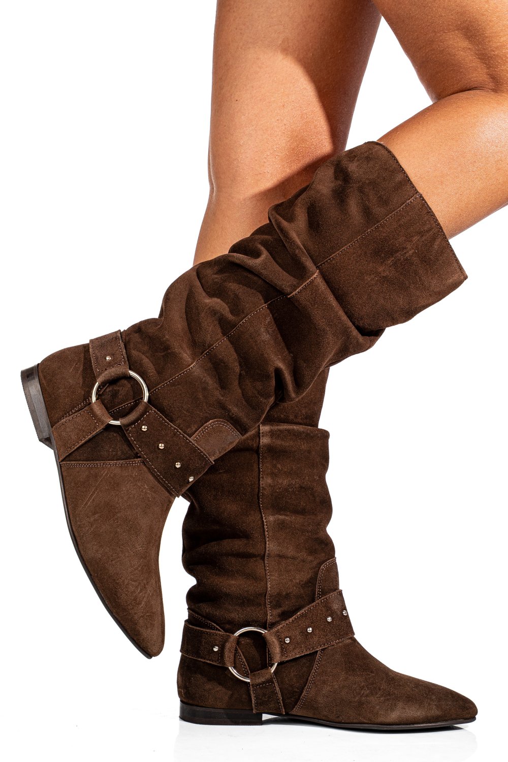 Barna fordított bőr csizma 9s7h377