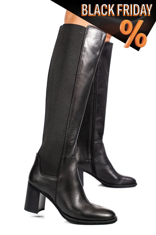 Fekete természetes bőr csizma 1s7h3229