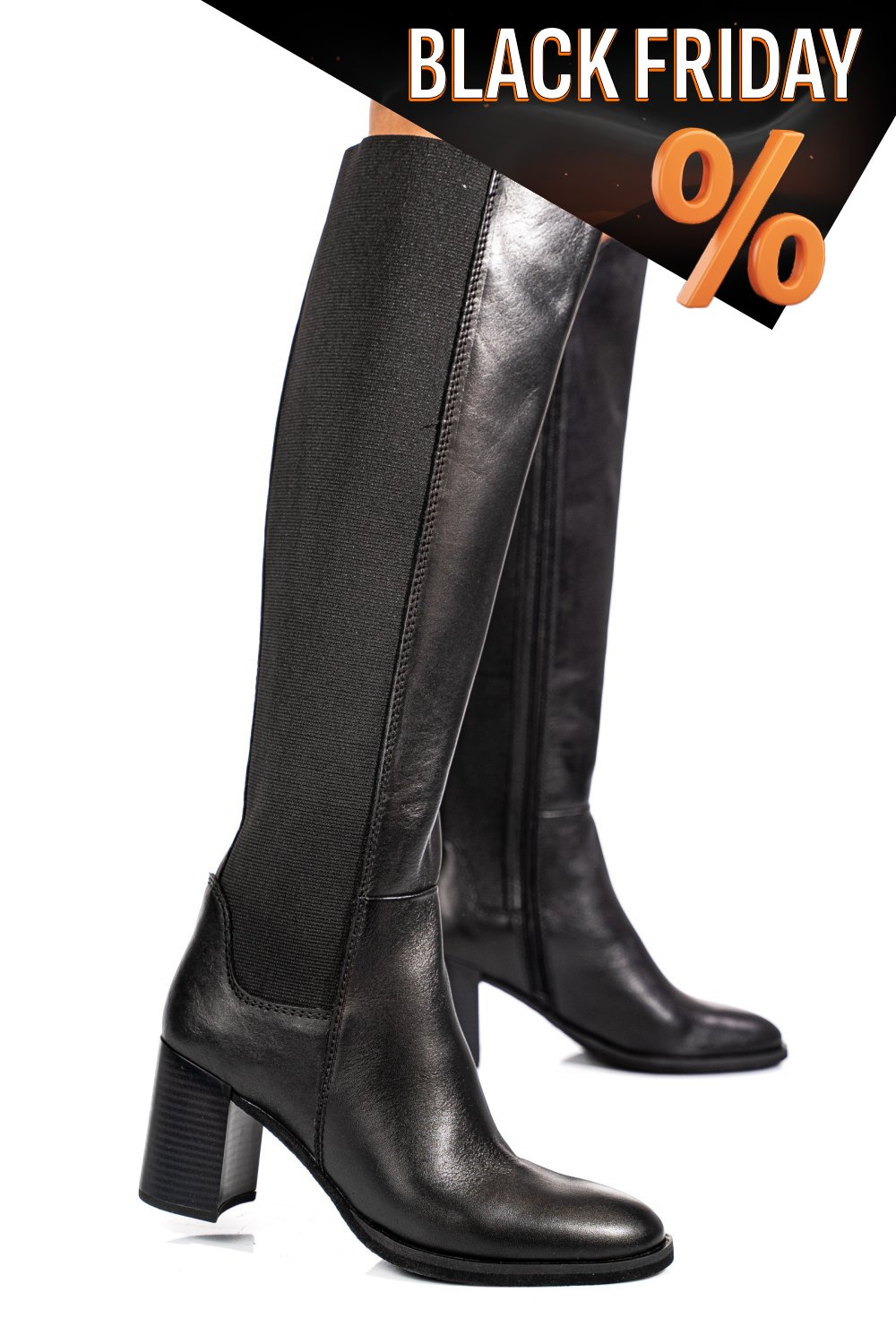 Fekete természetes bőr csizma 1s7h3229