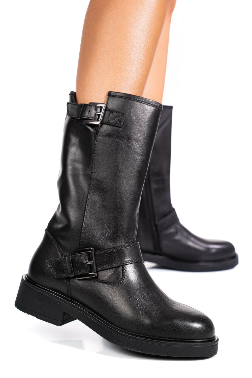 Fekete természetes bőr csizma 1s7h3137