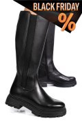 Fekete természetes bőr csizma bs7hb25-4206