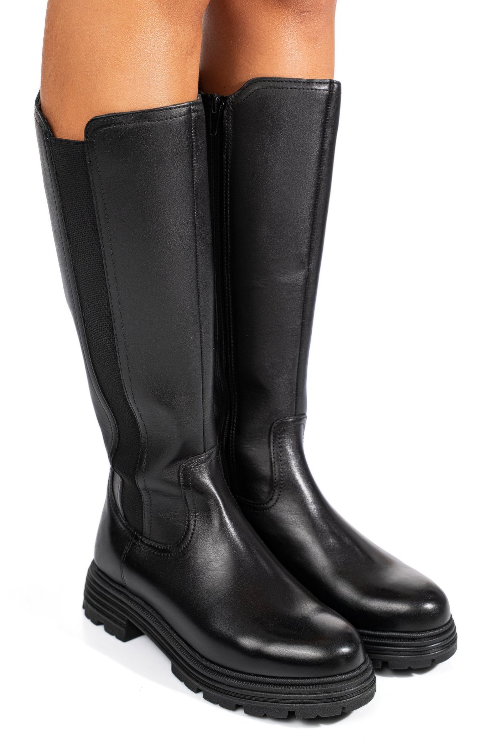 Fekete természetes bőr csizma bs7hb25-4206