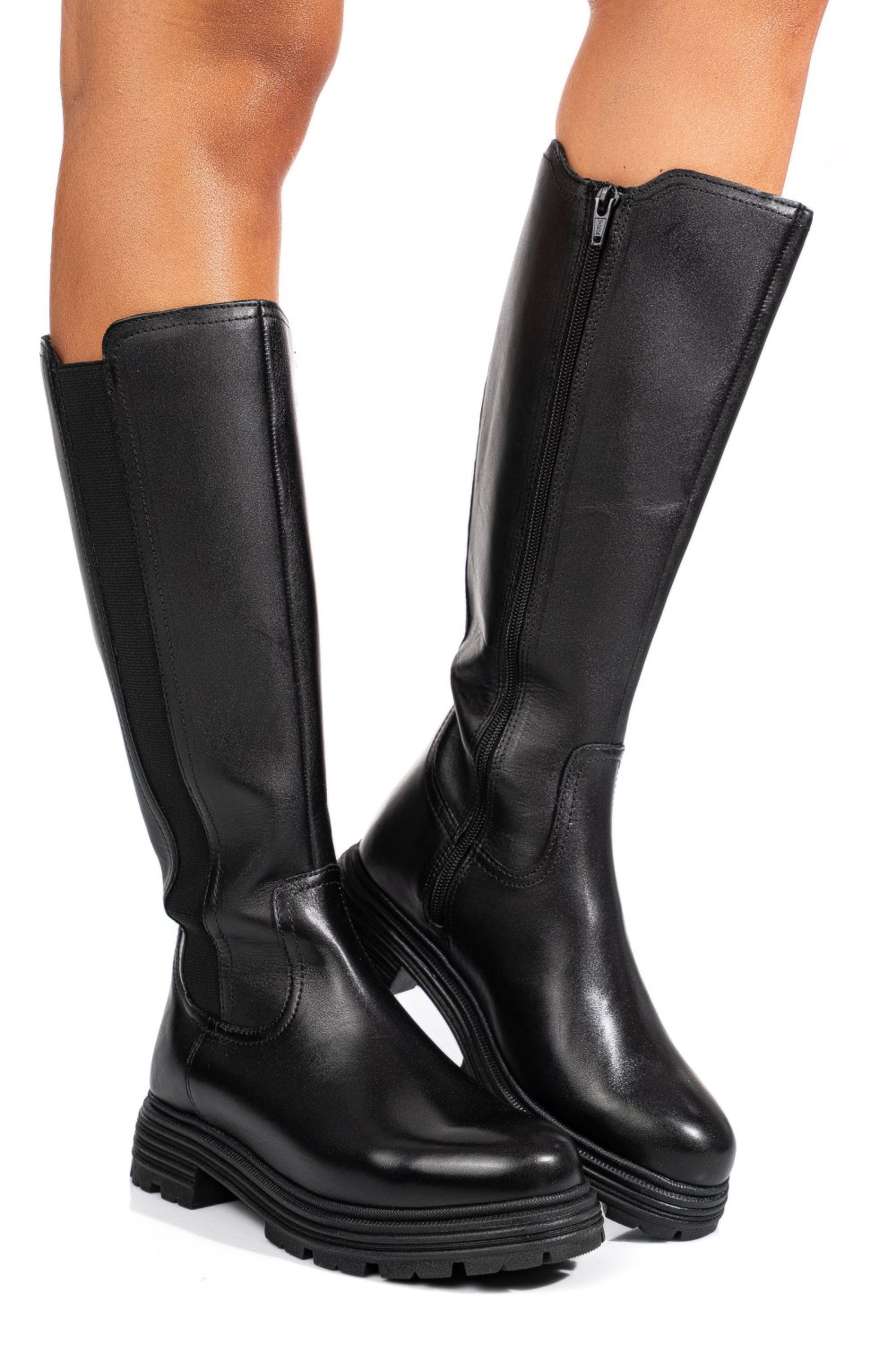 Fekete természetes bőr csizma bs7hb25-4206