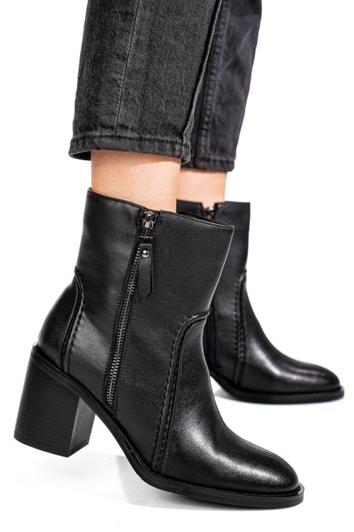 Fekete természetes bőr bokacsizma ss7hn5001