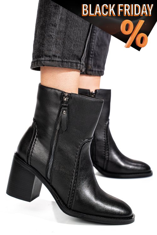 Fekete természetes bőr bokacsizma ss7hn5001