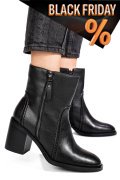 Fekete természetes bőr bokacsizma ss7hn5001