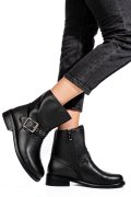 Fekete természetes bőr bakancs ss7hn5009
