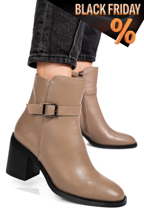 Khaki természetes bőr bokacsizma ss7hn5002