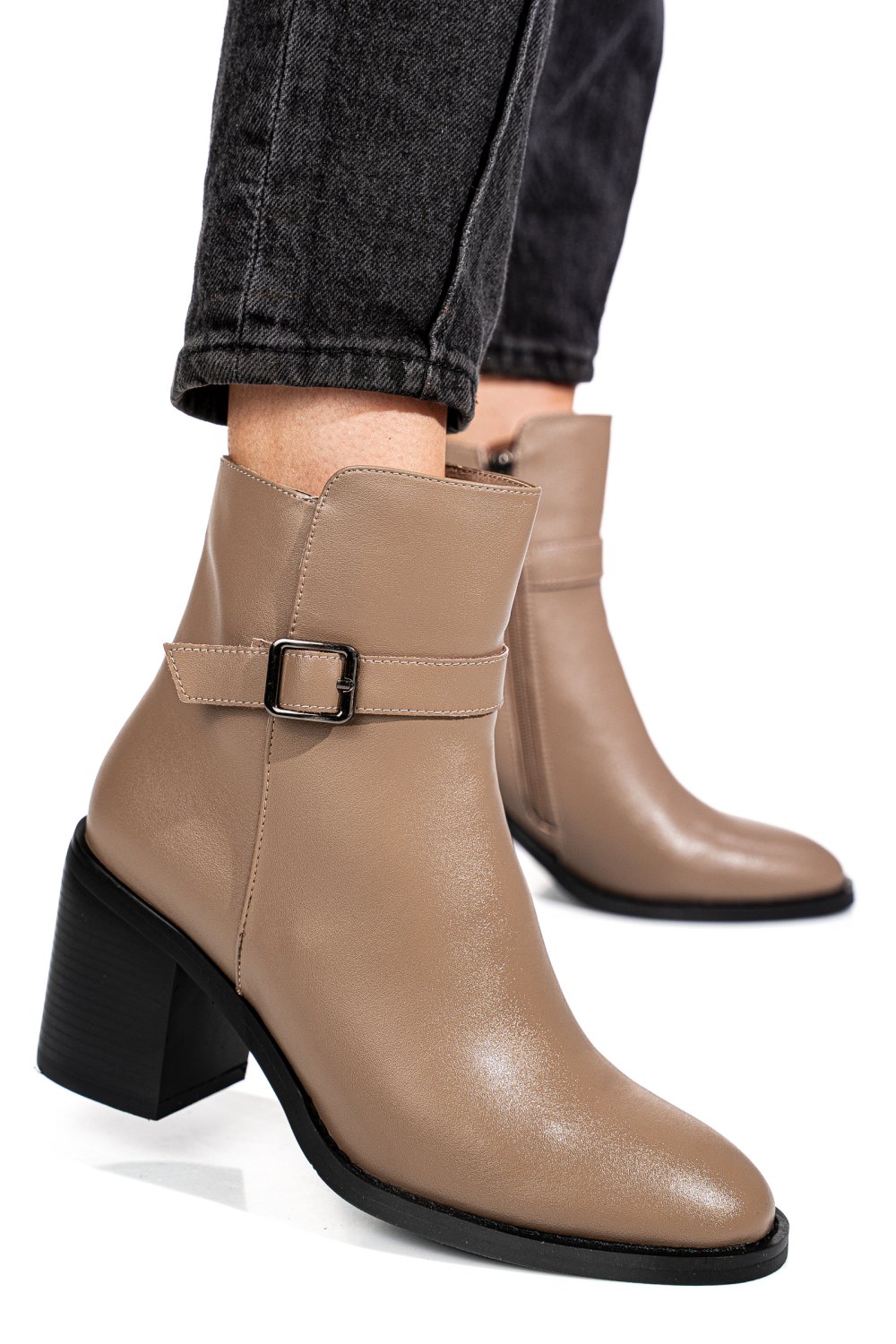 Khaki természetes bőr bokacsizma ss7hn5002