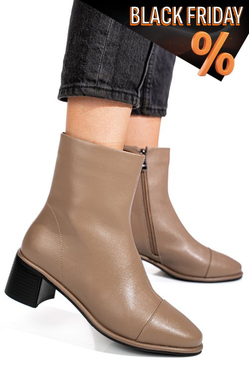 Khaki természetes bőr bokacsizma ss7hn5016