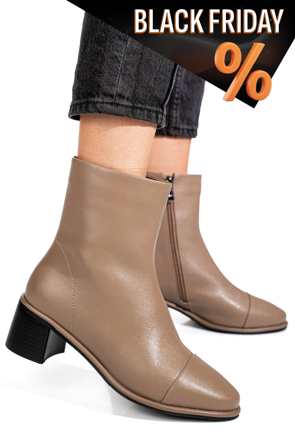 Khaki természetes bőr bokacsizma ss7hn5016