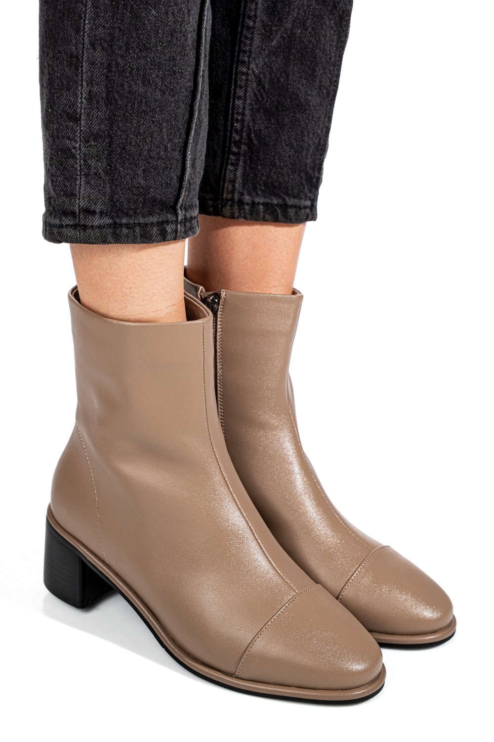 Khaki természetes bőr bokacsizma ss7hn5016