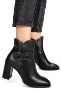 Fekete természetes bőr bokacsizma ss7hn5011