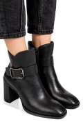 Fekete természetes bőr bokacsizma ss7hn5011