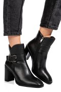 Fekete természetes bőr bokacsizma ss7hn5011