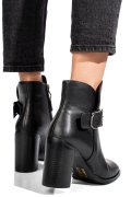Fekete természetes bőr bokacsizma ss7hn5011