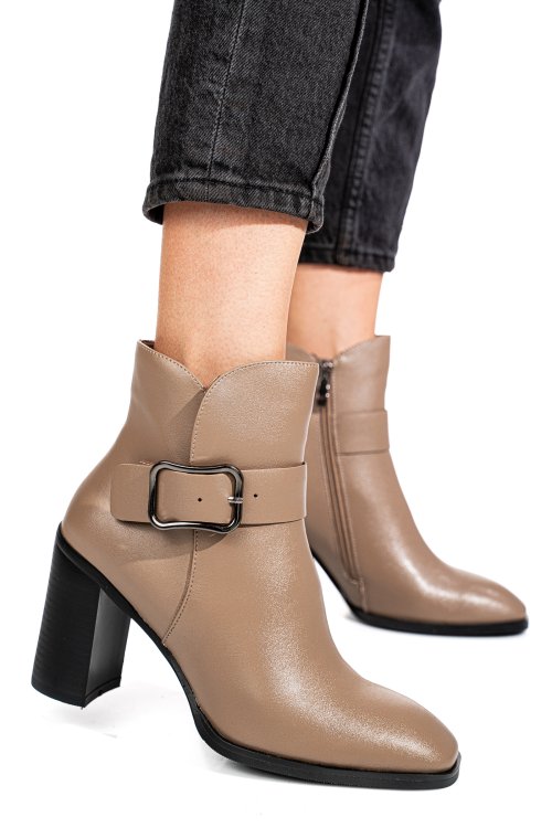 Khaki természetes bőr bokacsizma ss7hn5011