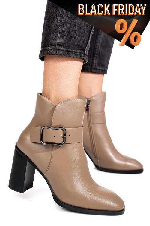 Khaki természetes bőr bokacsizma ss7hn5011