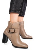 Khaki természetes bőr bokacsizma ss7hn5011