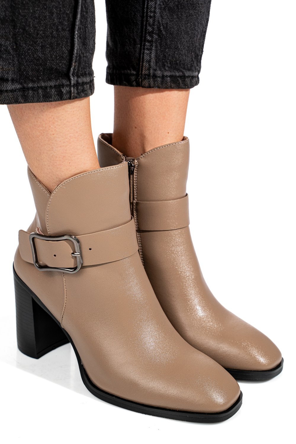 Khaki természetes bőr bokacsizma ss7hn5011