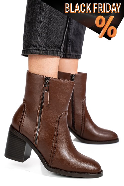 Barna természetes bőr bokacsizma ss7hn5001