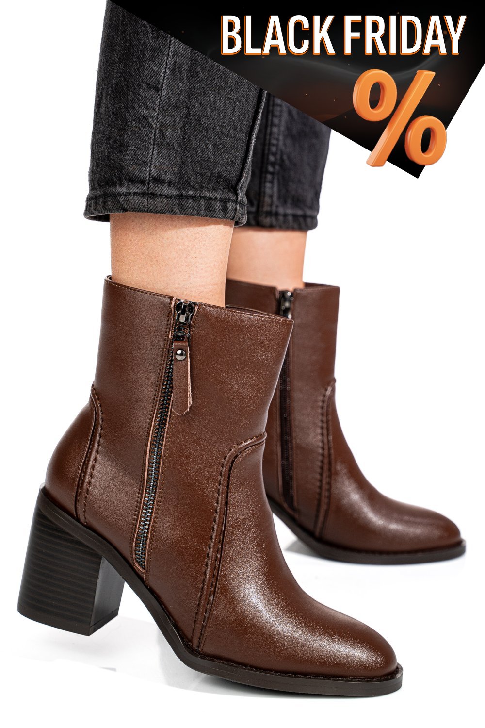 Barna természetes bőr bokacsizma ss7hn5001