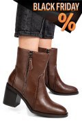 Barna természetes bőr bokacsizma ss7hn5001