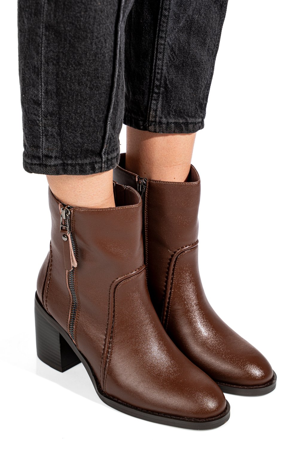 Barna természetes bőr bokacsizma ss7hn5001