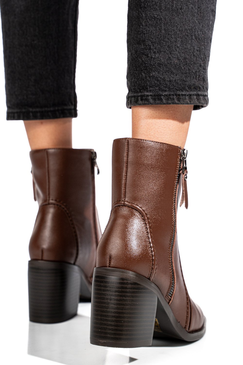 Barna természetes bőr bokacsizma ss7hn5001