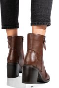 Barna természetes bőr bokacsizma ss7hn5001