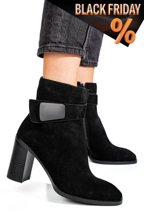 Fekete fordított bőr bokacsizma ss7hn5012