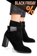 Fekete fordított bőr bokacsizma ss7hn5012