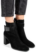 Fekete fordított bőr bokacsizma ss7hn5012