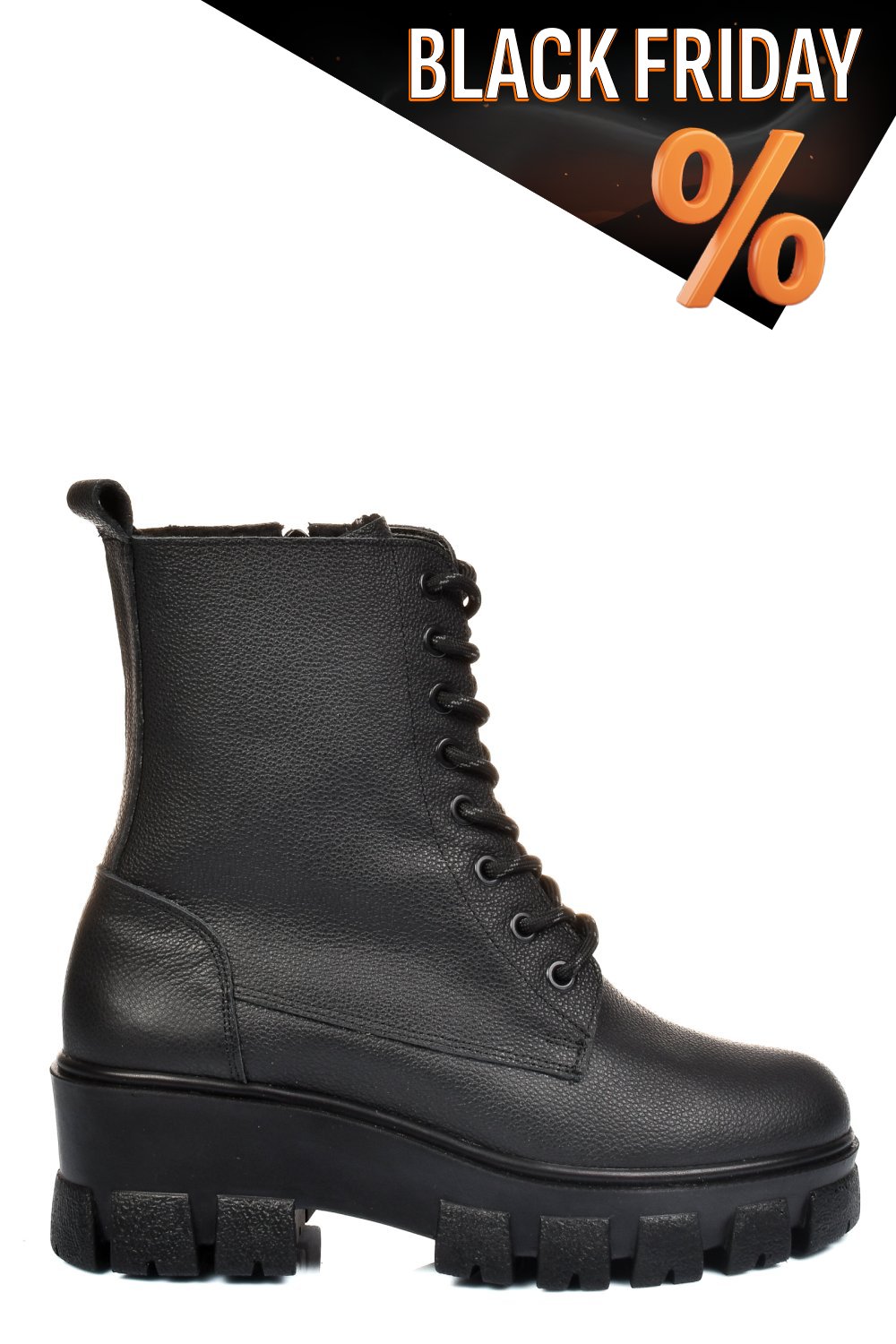 Fekete természetes bőr bakancs 1s7h55