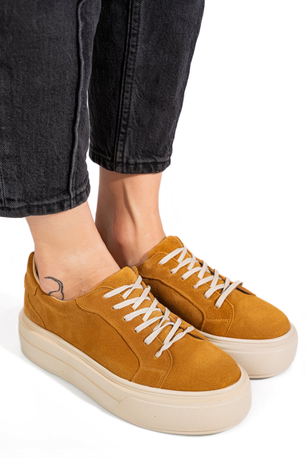 Barna fordított bőr sport cipők 3s7h001