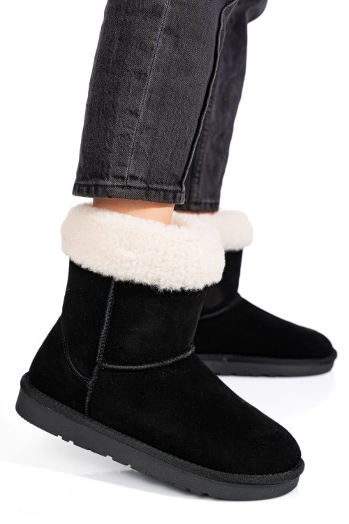 Fekete természetes bőr csizma 1s7h221