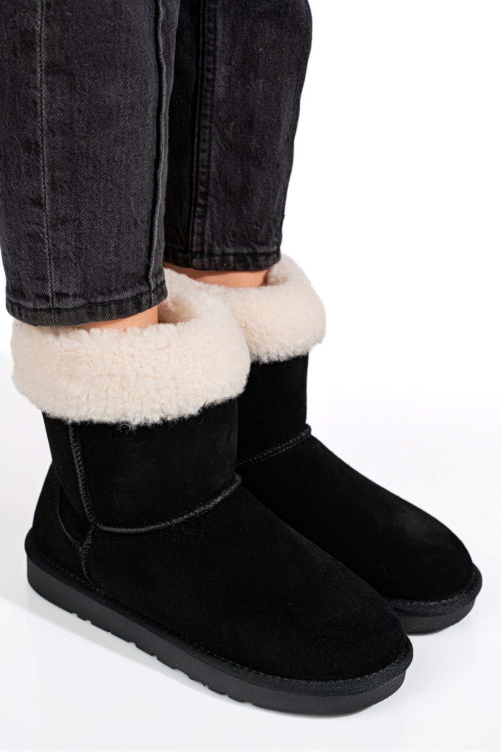 Fekete természetes bőr csizma 1s7h221