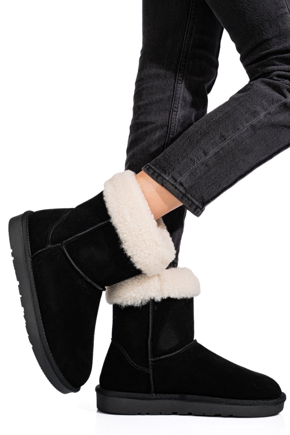 Fekete természetes bőr csizma 1s7h221