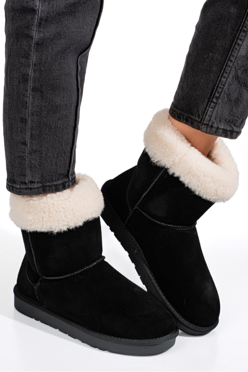 Fekete természetes bőr csizma 1s7h221