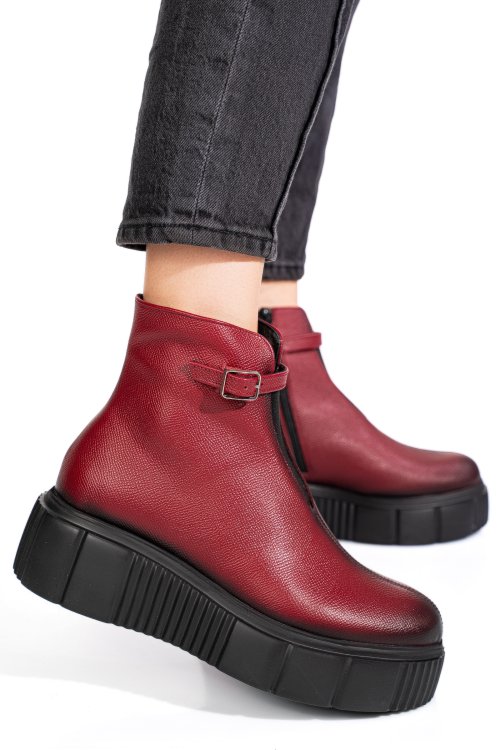 Bordó természetes bőr bakancs 4s7h301