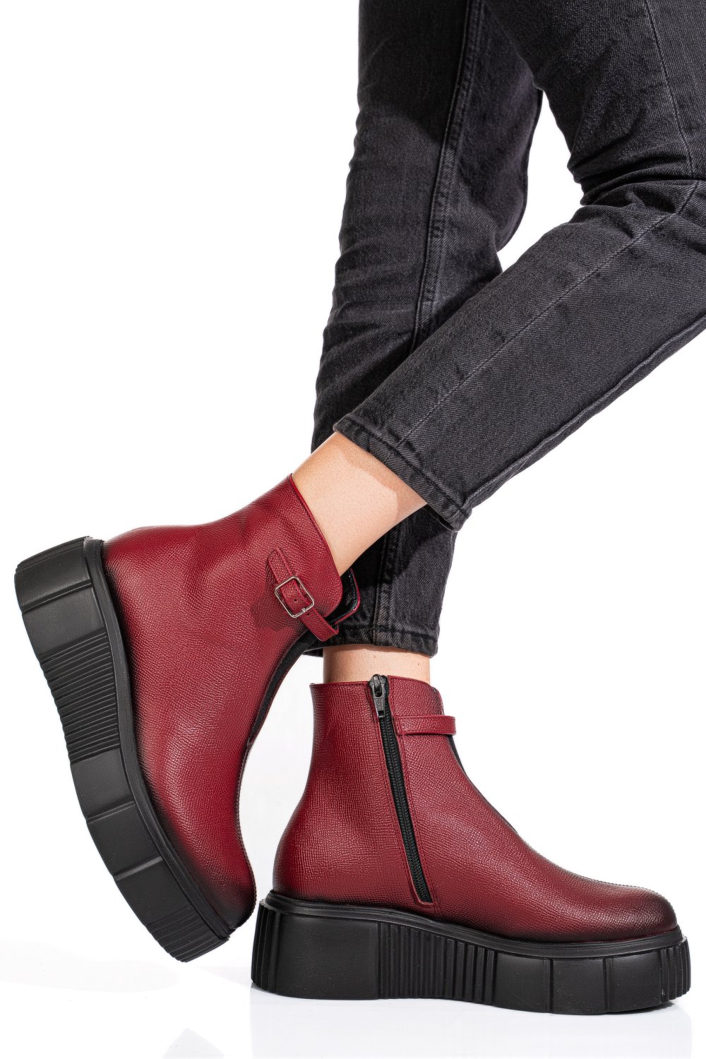 Bordó természetes bőr bakancs 4s7h301