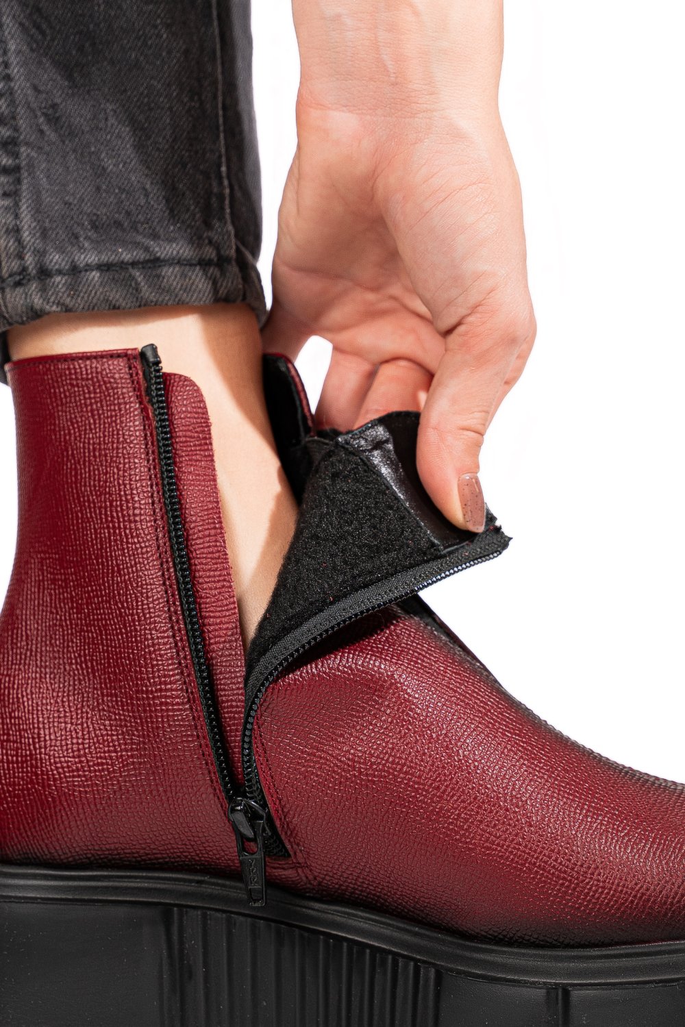 Bordó természetes bőr bakancs 4s7h301