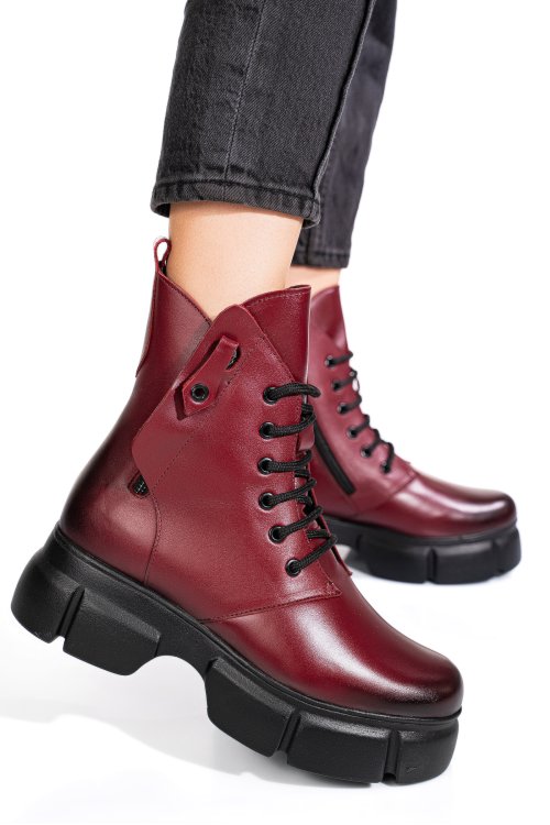 Bordó természetes bőr bakancs 9s7h63-a