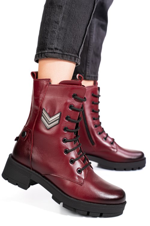 Bordó természetes bőr bakancs 9s7h54