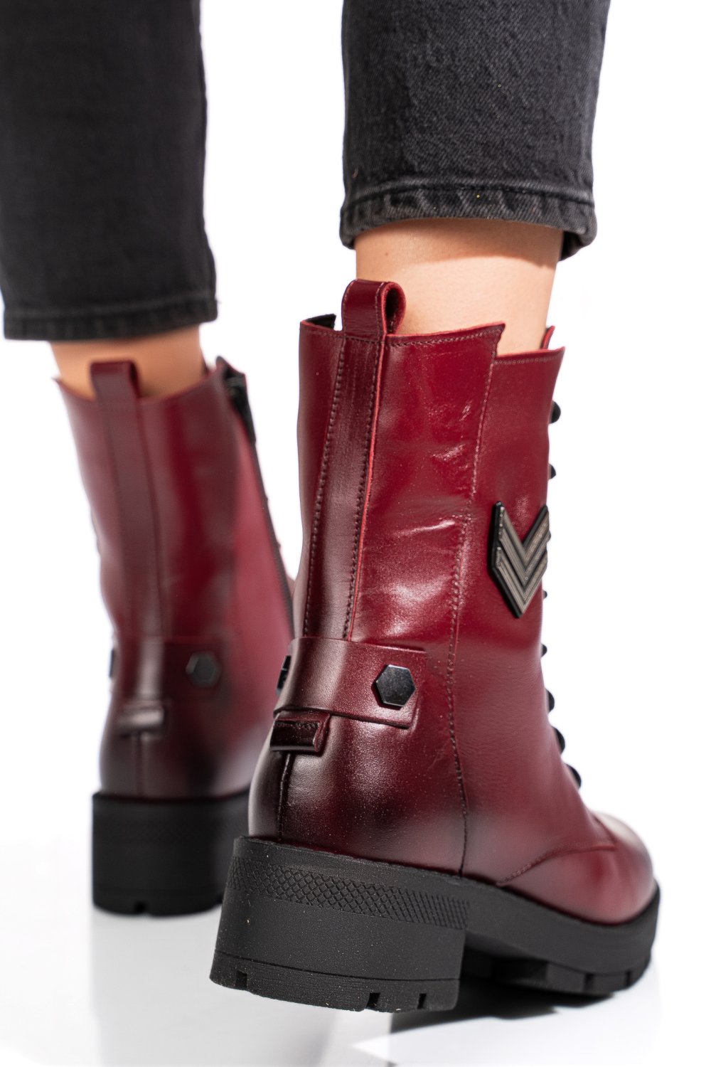 Bordó természetes bőr bakancs 9s7h54