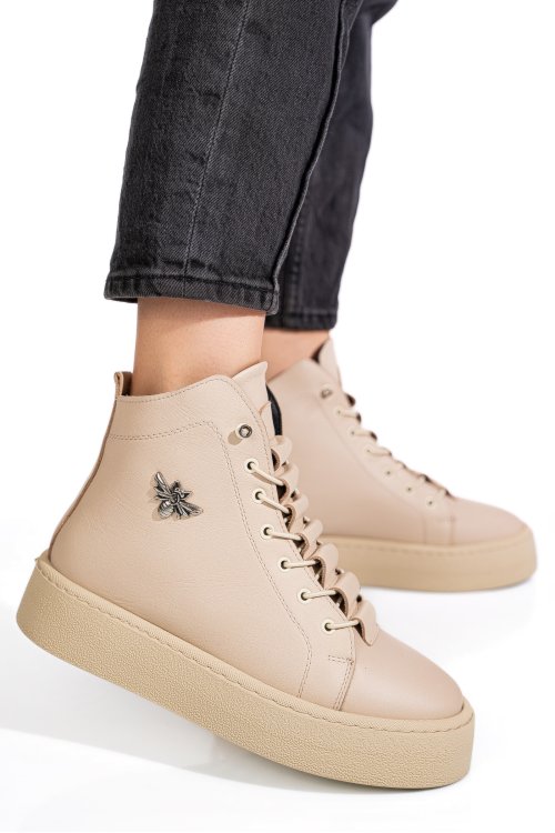 Bézs természetes bőr bakancs 6s7h66