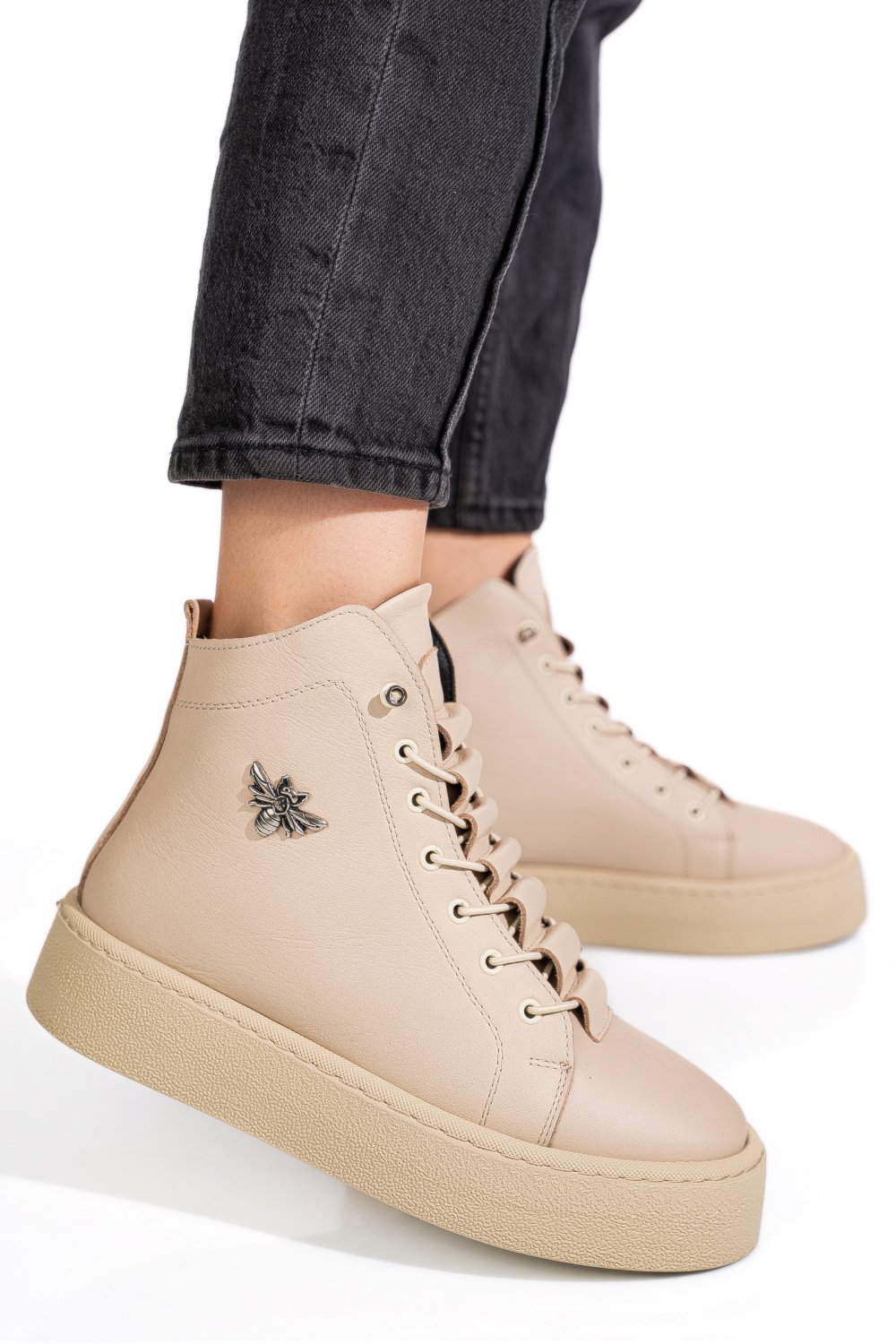 Bézs természetes bőr bakancs 6s7h66