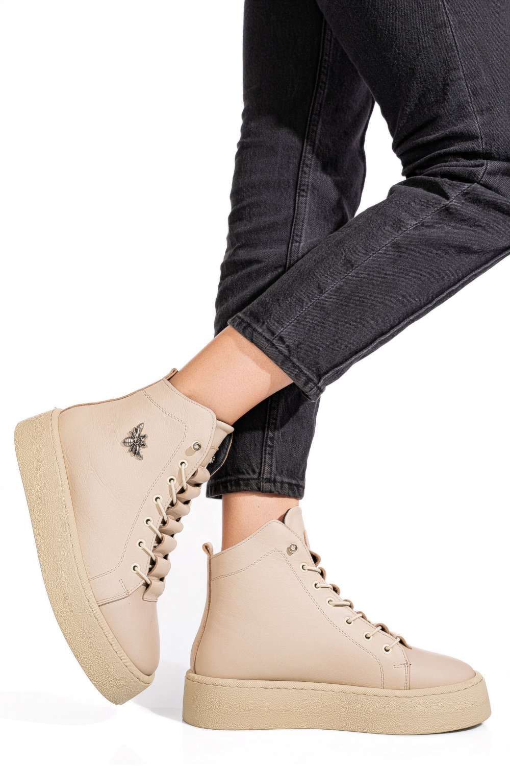 Bézs természetes bőr bakancs 6s7h66